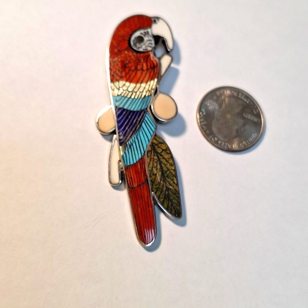 Vintage Harlan and Monica HM Coonsis Parrot / Macaw Pin / Pendant